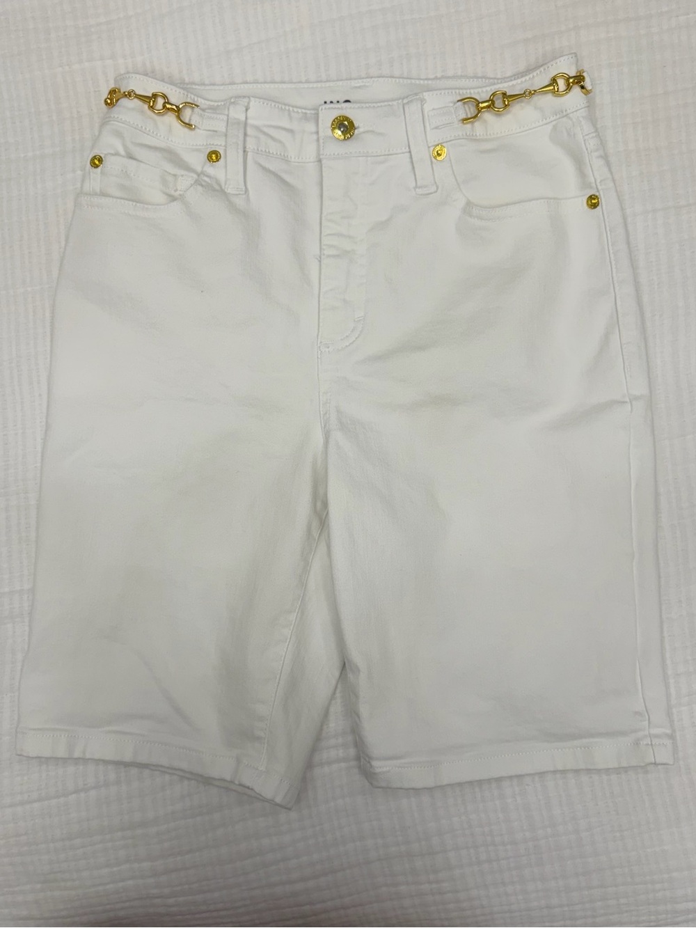 inc white gold horsebit shorts